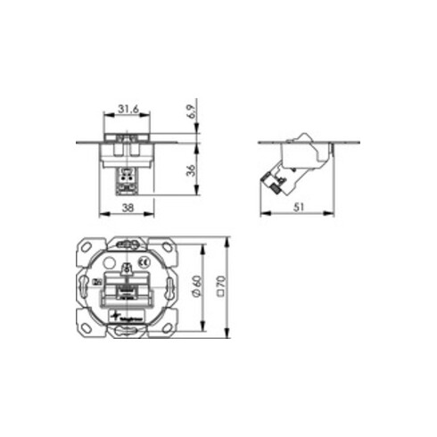 Telegärtner Modulaufnahme AMJ-S 1fach UP/0flex Cat6A T568B 100022969