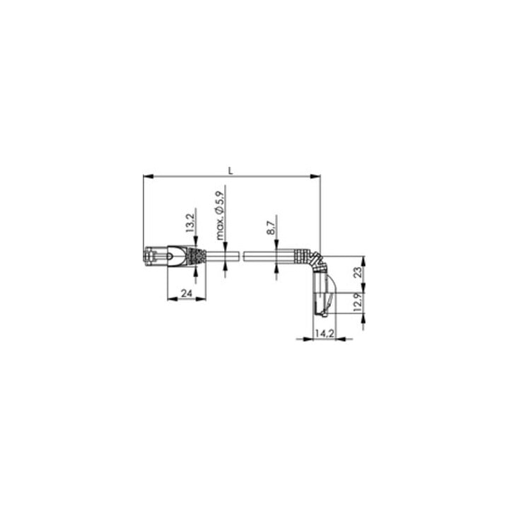 Telegärtner Patchkabel S/FTP 6A grau 0,5m 1x90°