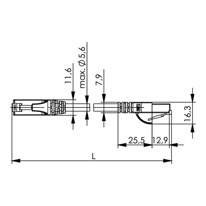 Telegärtner Patchkabel U/UTP C.6 2,0m rt, MP8 250,LSZH,1:1 100008319