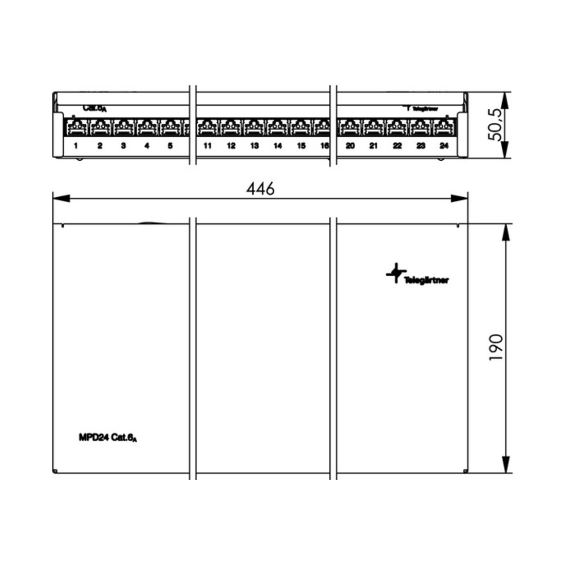 Telegärtner PatchPanel MPD24-HS K AP Cat.6A rws 100007019