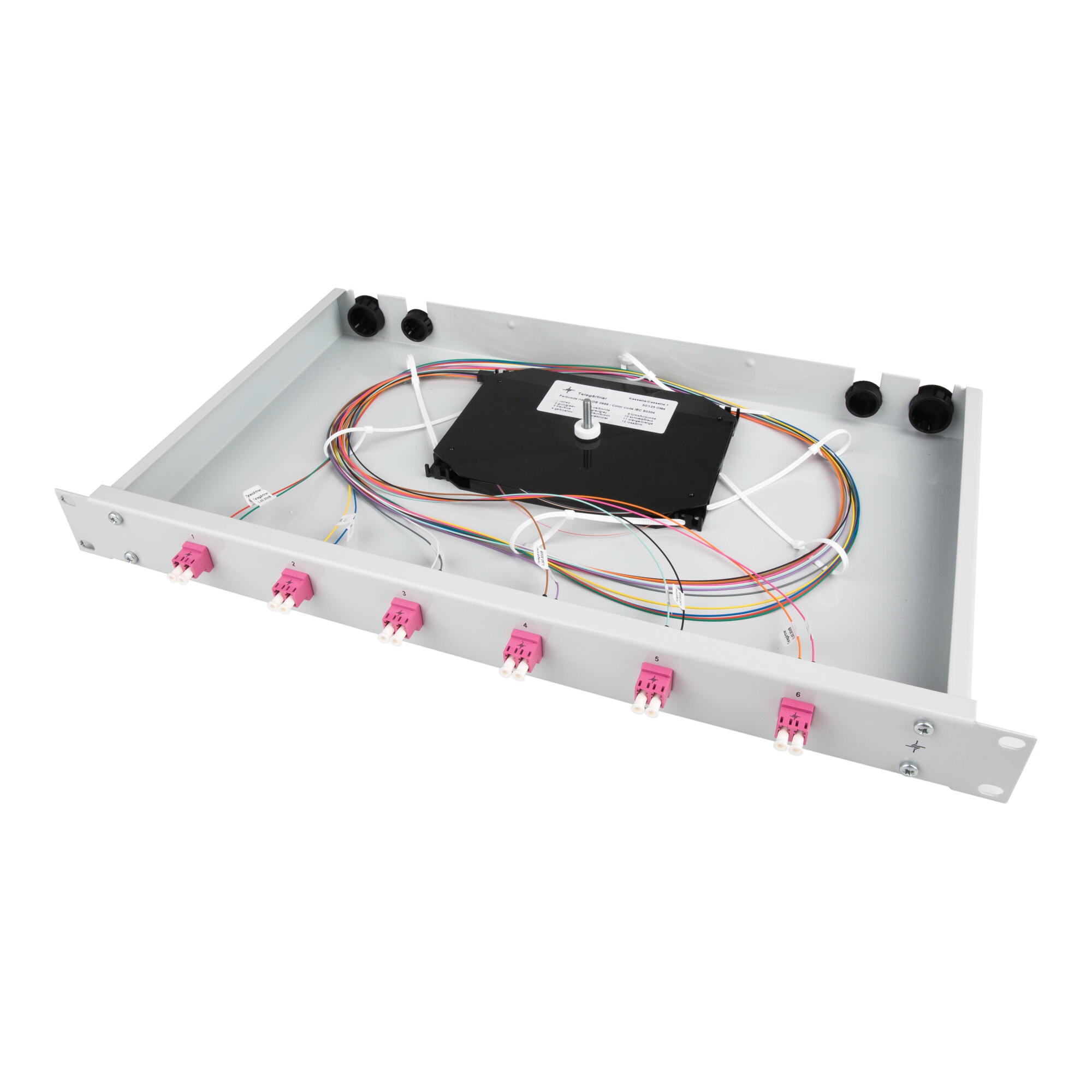 Telegärtner Spleißbox bestückt 24xLCD 50/125OM4 1HE TNSB-Be-24LCD-50-OM4