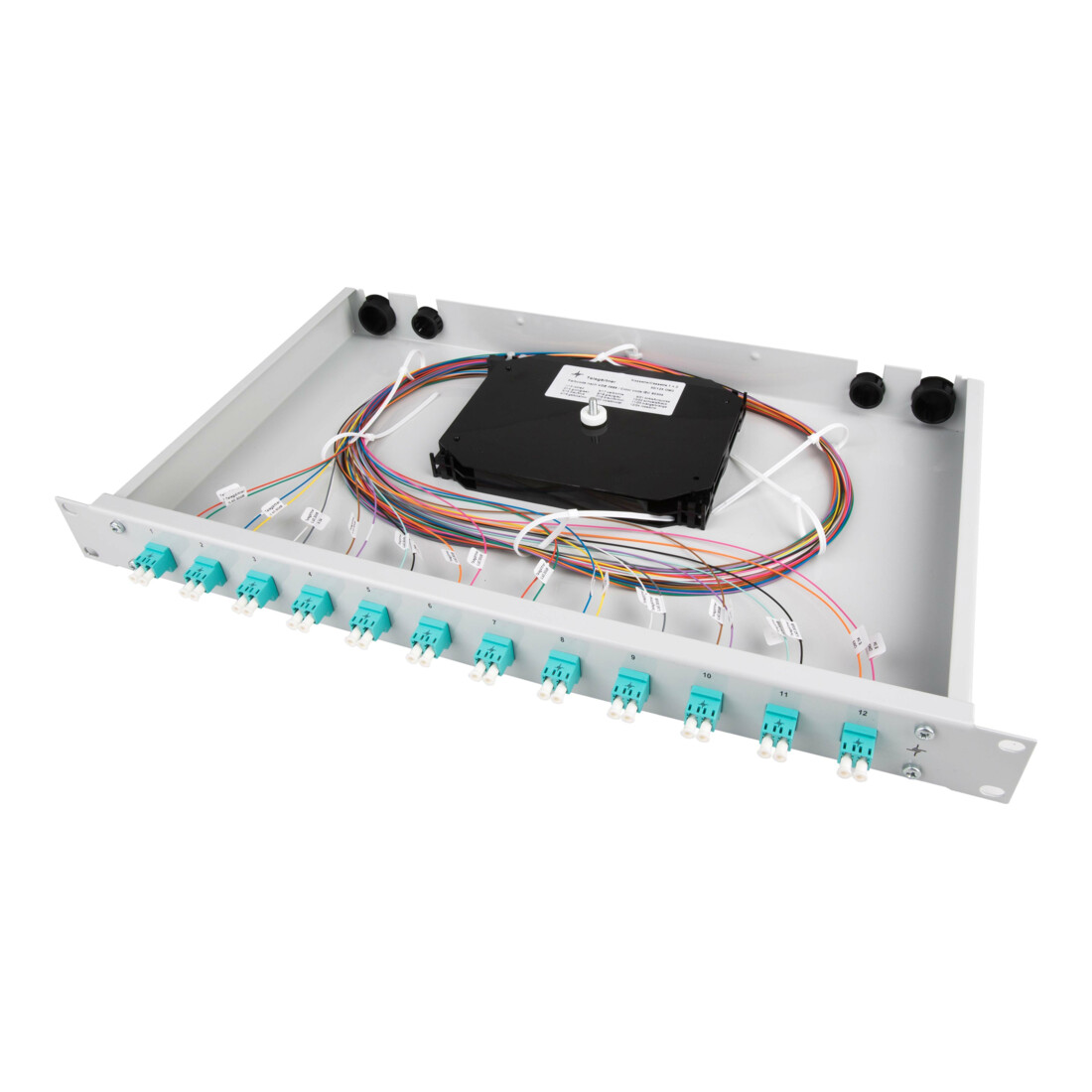 Telegärtner Spleißbox bestückt 24xSCD 9/125 OS2 1HE TNSB-Be-24SCD-E9-OS2