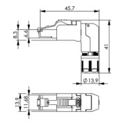 Telegärtner Stecker Cat.6A gewinkelt MFP8 T568A AWG22-27 100023061-2