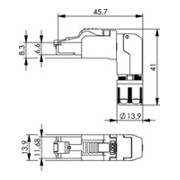 Telegärtner Stecker Cat.6A gewinkelt MFP8 T568A AWG22-27 100023061-4
