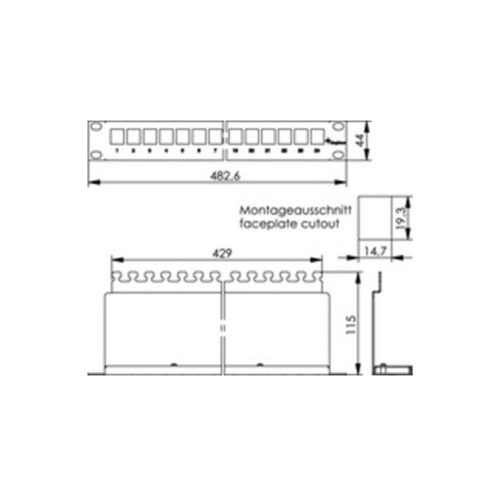 Telegärtner 19Z.AMJ Support modulaire 1U 24P vide noir AMJ-Mod 24PP/ub sw