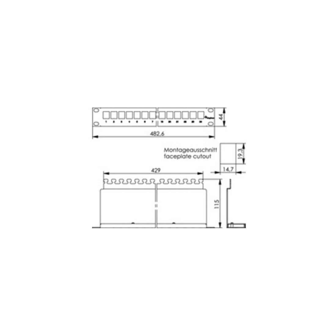 Telegärtner 19Z.AMJ Support modulaire 1U 24P vide noir AMJ-Mod 24PP/ub sw
