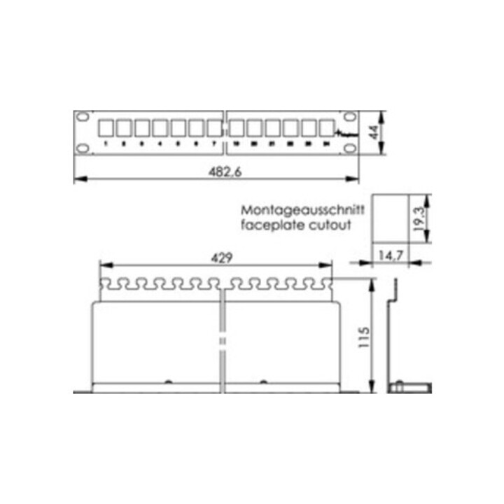 Telegärtner 19Z.AMJ Support modulaire 1U 24P vide noir AMJ-Mod 24PP/ub sw