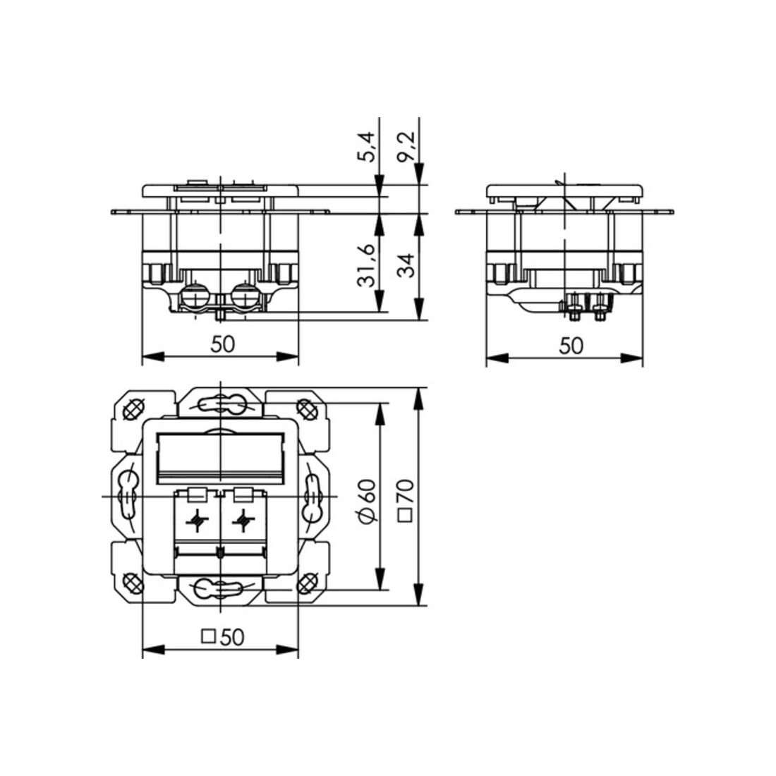 Telegärtner AMJ45 8/8 Up/50 Cat.6A blanc alpin 100000007