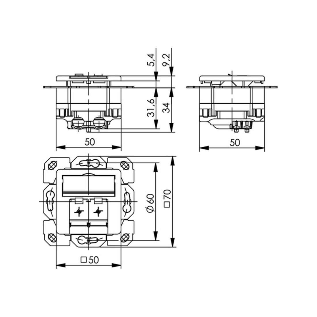 Telegärtner Boîtier de connexion aws AMJ45 8/8 Classe E 100022942