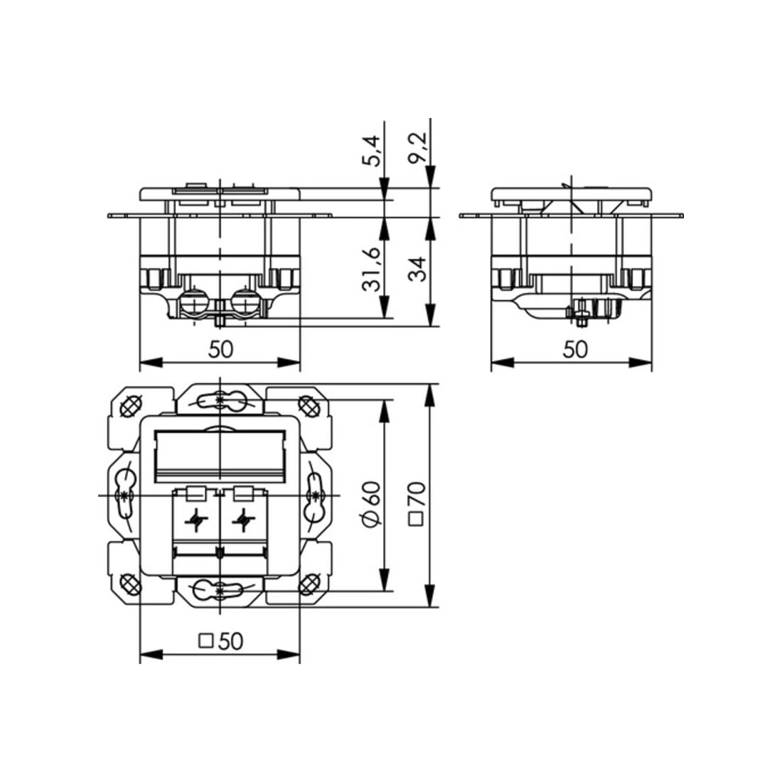 Telegärtner Boîtier de raccordement aws AMJ45 8/8 Cat5e/UP50 100022940