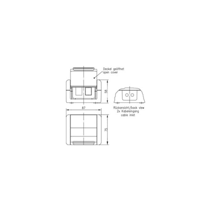 Telegärtner Boîtier encastré IP44, 75×86×58, gris pour 2x module AMJ 100021370