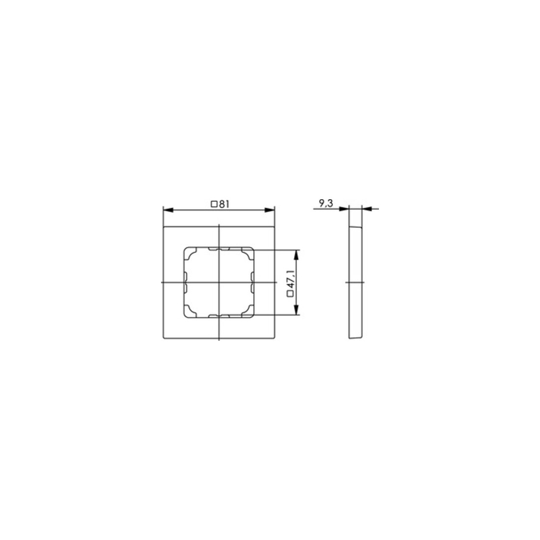 Telegärtner Cadre 81x81mm 1 poste, blanc alpin 100000507