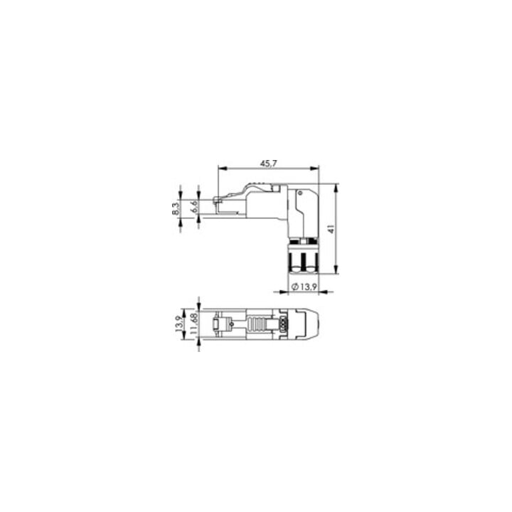 Telegärtner Connecteur Cat.6A coudé MFP8 T568A AWG22-27 100023061