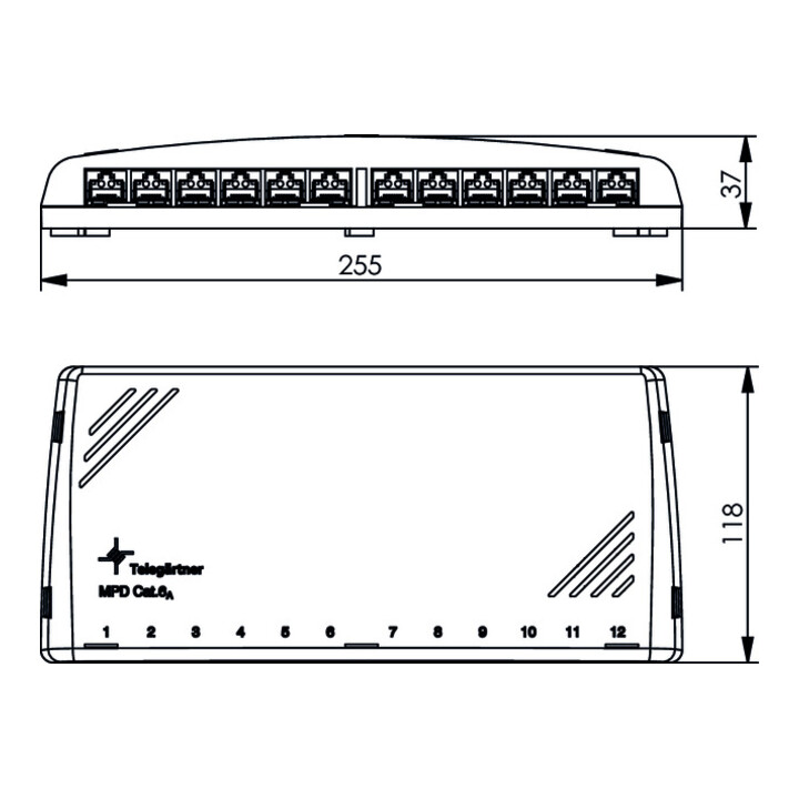 Telegärtner Mini-distributeur Cat6A MPD12-HS K apws 100006997