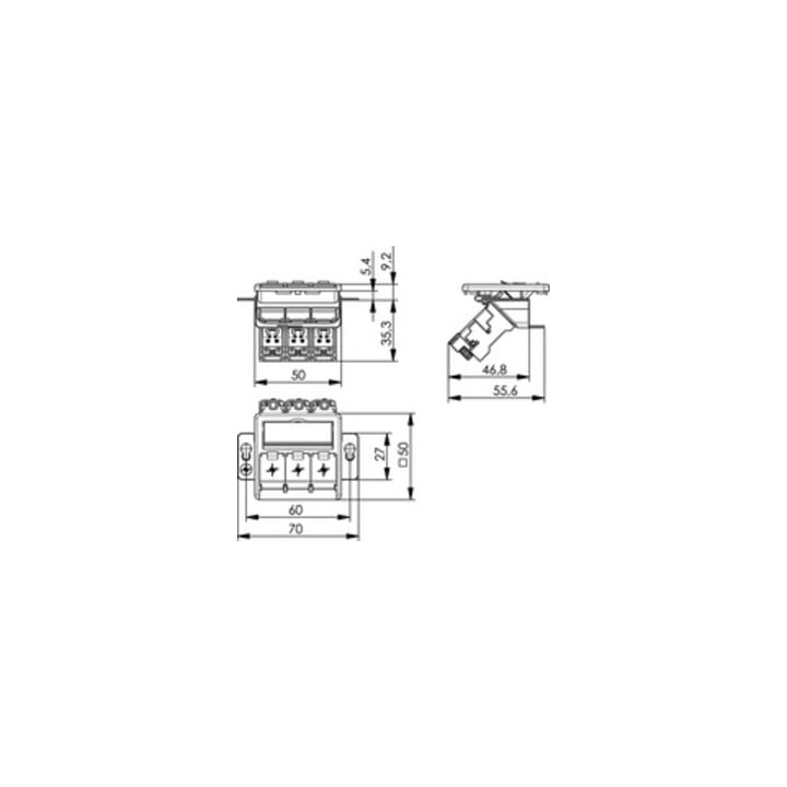 Telegärtner Module de montage AMJ-S triple T568A encastré/50flexCat6A 100022966