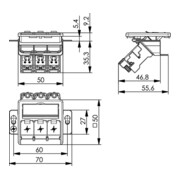 Telegärtner Module de montage AMJ-S triple T568A encastré/50flexCat6A 100022966-5