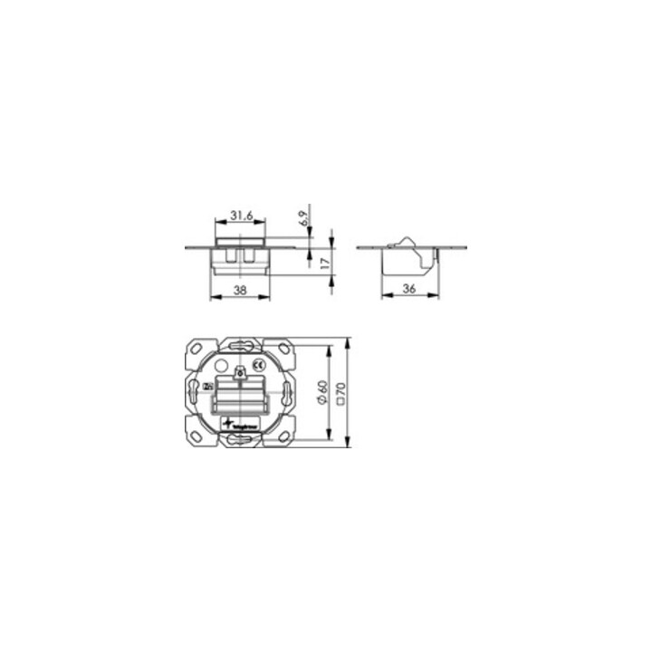 Telegärtner Module d’encastrement 1-/2-fach UP/0 BR pour programme d’interrupteurs 100021426