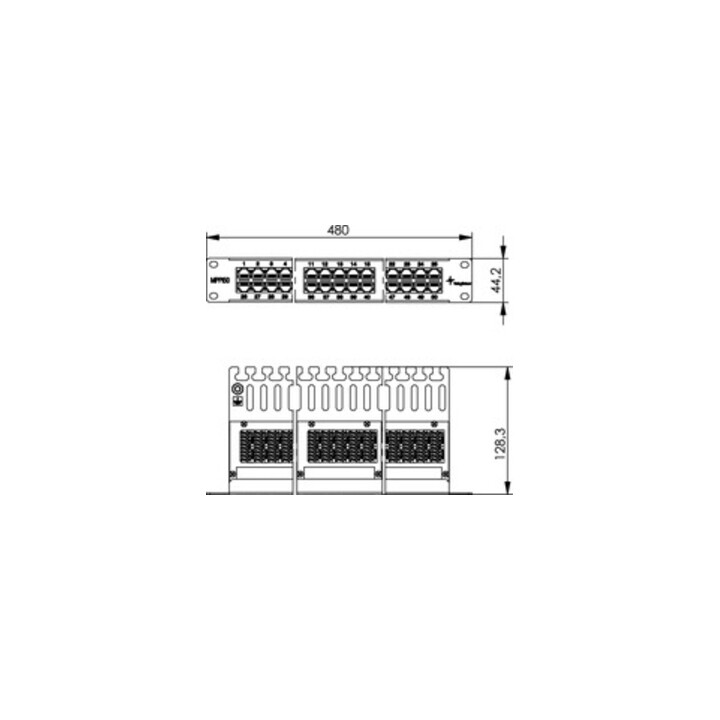 Telegärtner Panneau ISDN 19" 50 ports 1U, RAL7035 MPPISDN 50-H court