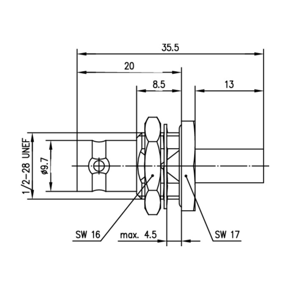 Telegärtner Prise encastrable BNC 75 Ohm RG 59B/U(G2) 100023562