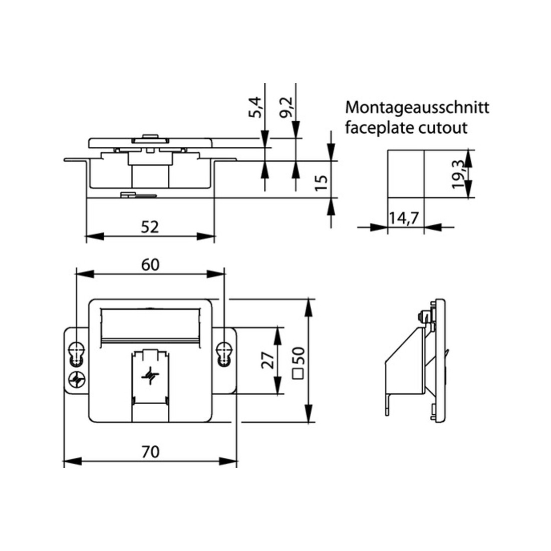 Telegärtner Support de module 1 voie encastré/50 aws vide pour BR 100021415