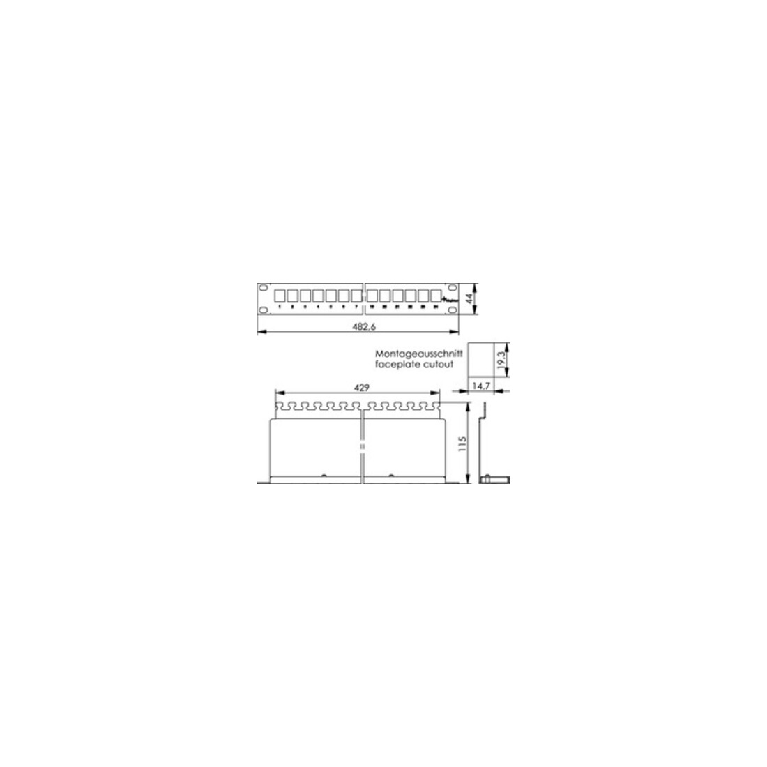 Telegärtner Support de module 1U avec 24 modules AMJ 100007029