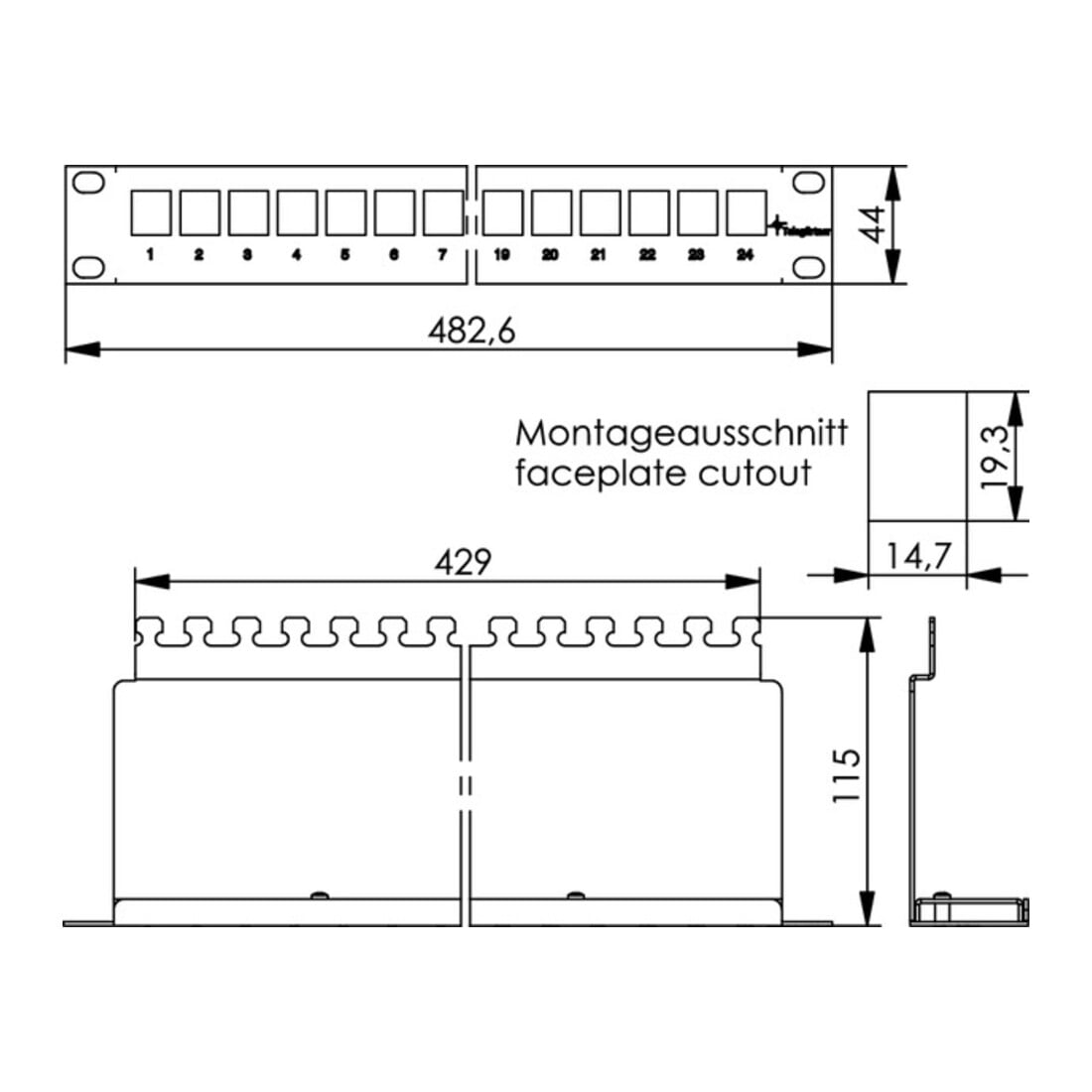 Telegärtner Support de module 1U avec 24 modules AMJ 100007029