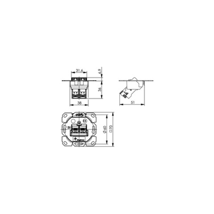 Telegärtner Support de module AMJ-S double encastré/0flex Cat6A T568A 100022964