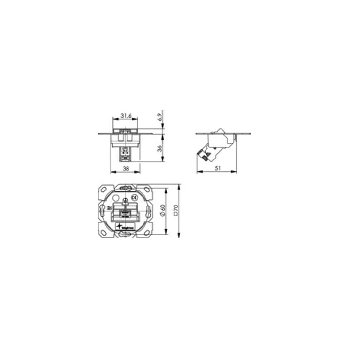 Telegärtner Support de module AMJ-S simple encastré/0flex Cat6A T568A 100022968