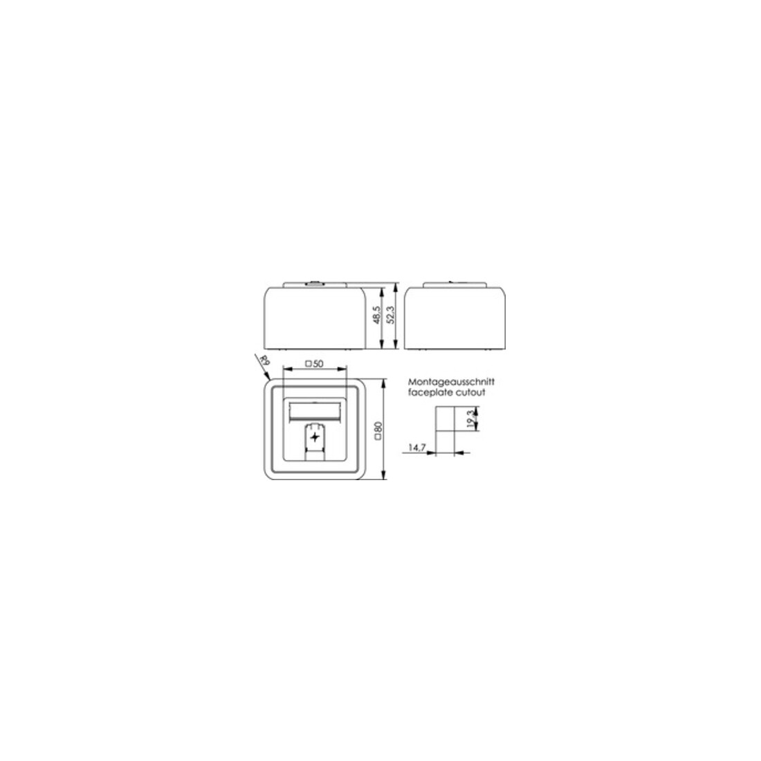 Telegärtner Support de module AP 80x80 1 voie aws vide 100021381