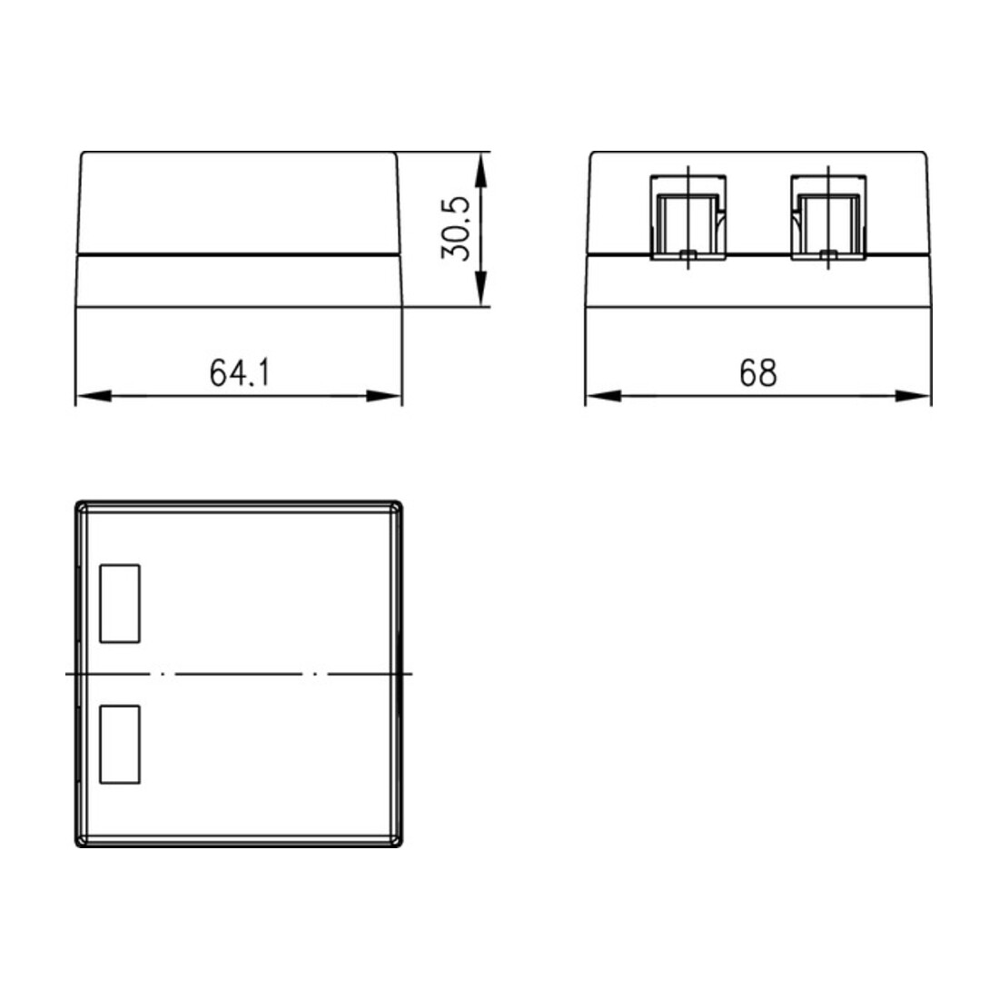 Telegärtner Support modulaire 2 voies 68x64, aws 100021397