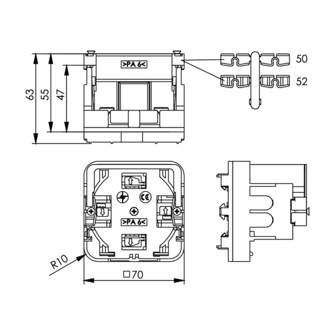 Telegärtner Support universel pour appareils pour prises dans BR-Ka 100021422
