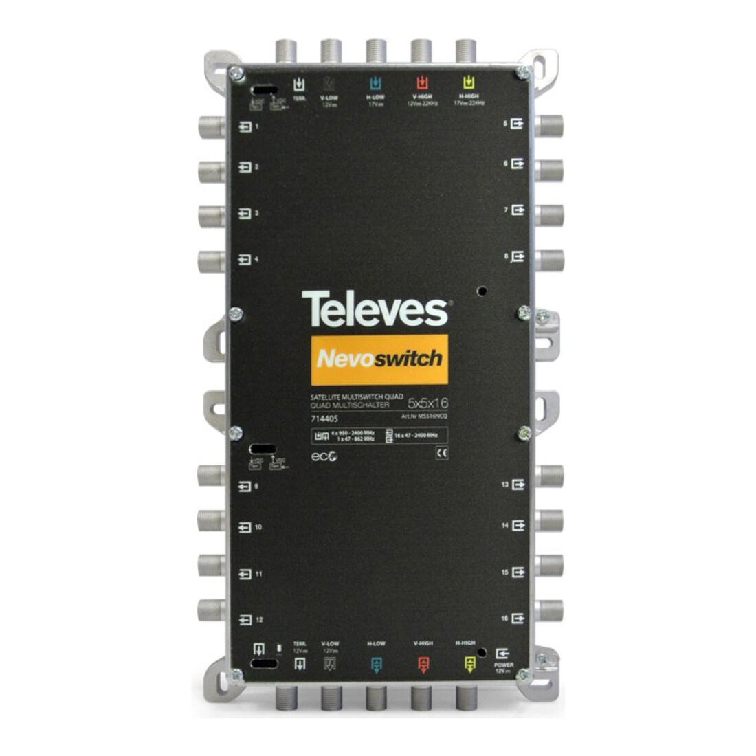Televes Multischalter 5 in 16 Guß NEVO m.NT quad kask. MS516NCQ