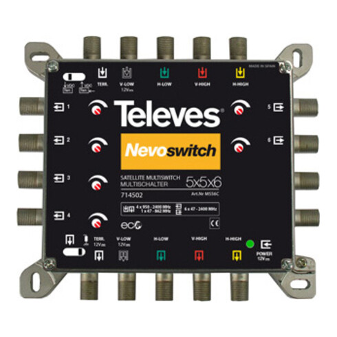 Televes Multischalter 5 in 6 Guß NEVO recpower kask. MS56C