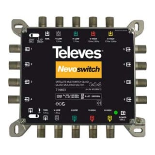 Televes Multiswitch 5 vers 8 en fonte NEVO avec NT quad cascade MS58NCQ