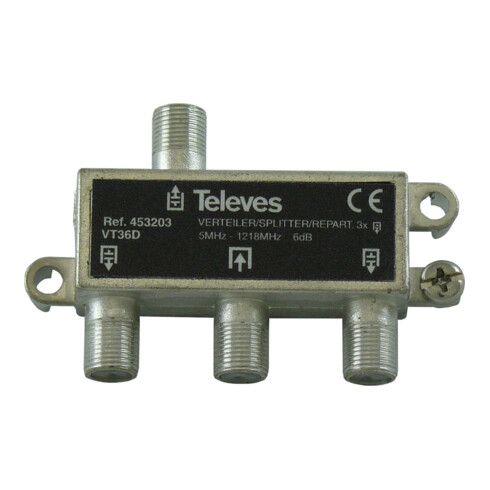 Televes Verteiler 3f. 6dB, 5-1218MHz VT36D