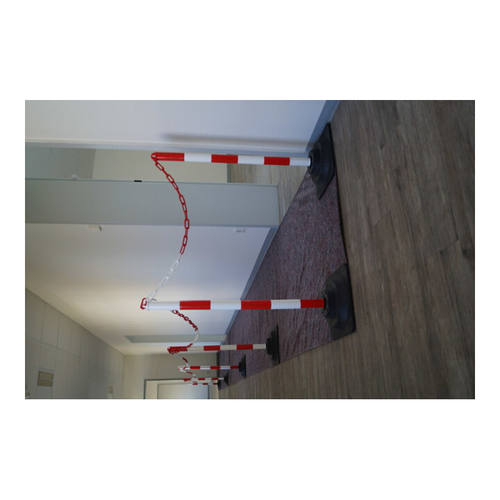 TEMKA Kettenpfosten-Set EcoMax mit 10 m Absperrkette 3x rot/weiß, 3x weiß/rot, 6x