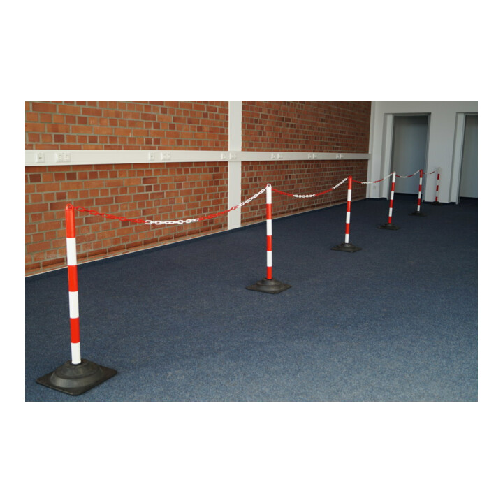 TEMKA Kettenpfosten-Set EcoMax mit 10 m Absperrkette 3x rot/weiß, 3x weiß/rot, 6x