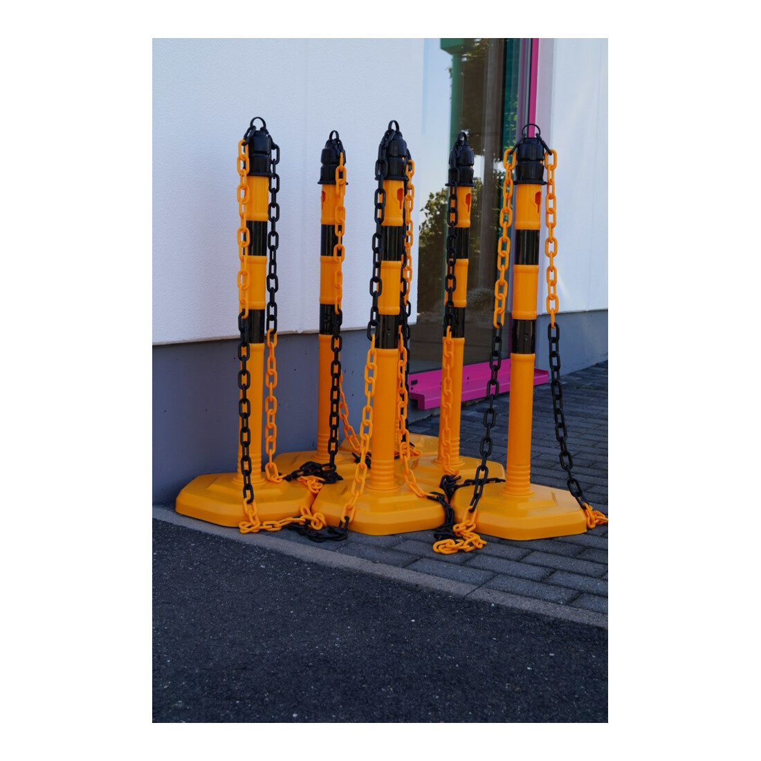 TEMKA Kettenpfosten - Set, g/s 6 Pfosten + 5x3m Kette