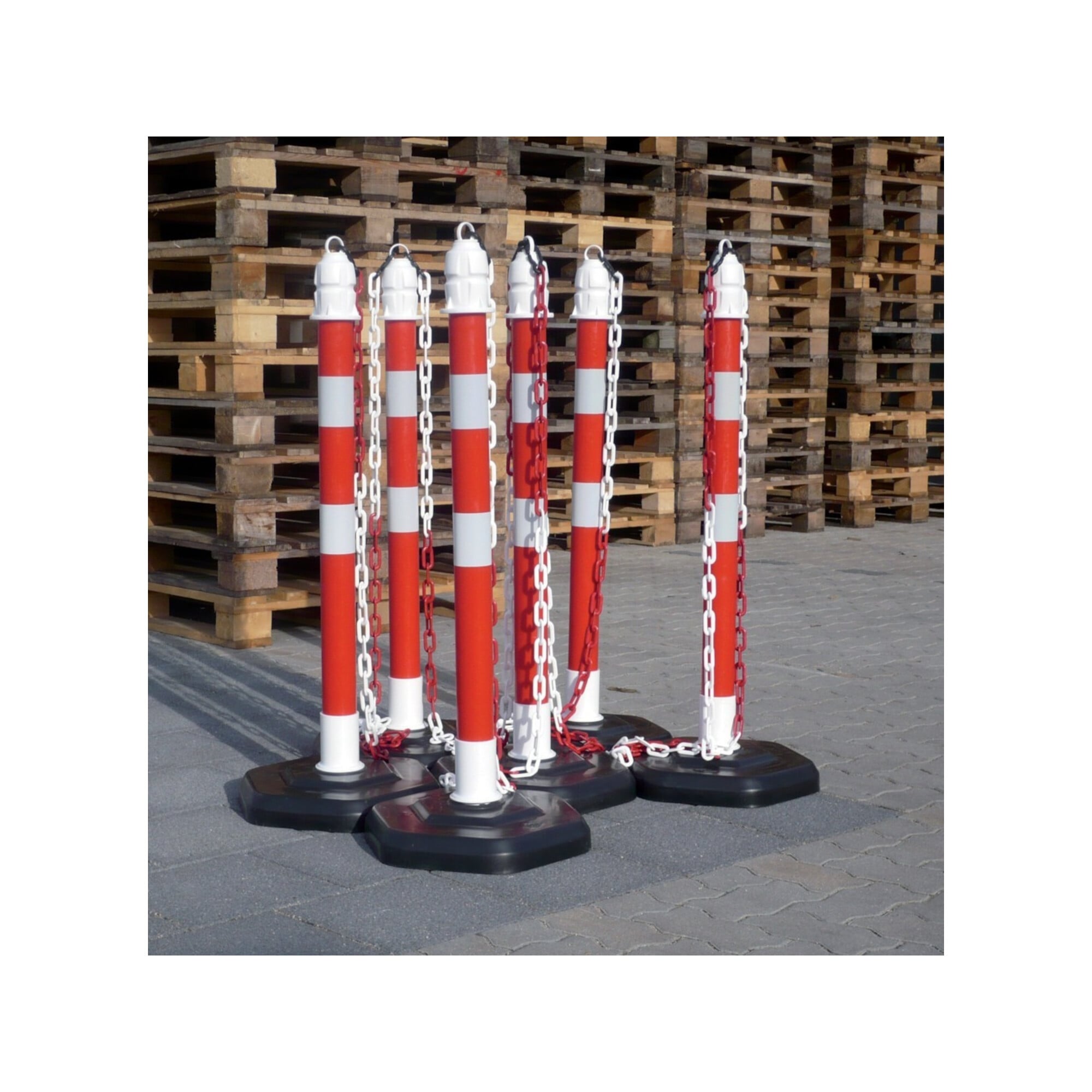 TEMKA Kettenpfosten - Set, r/w 6 Pfosten + 5x3m Kette