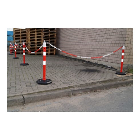 TEMKA Kettenpfosten - Set, r/w 6 Pfosten + 5x3m Kette