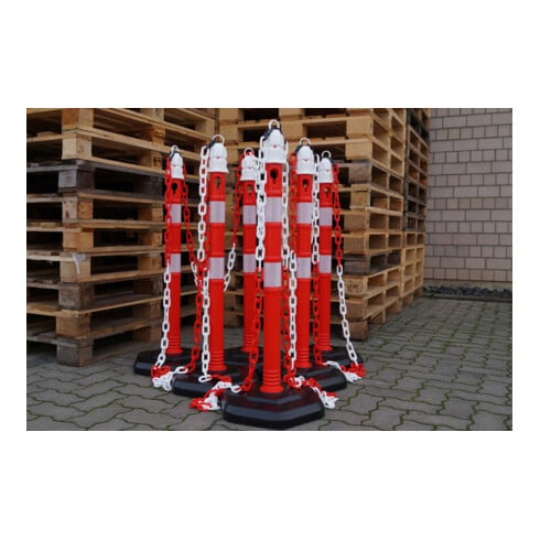 TEMKA Kettenpfosten - Set, r/w 6 Pfosten + 5x3m Kette
