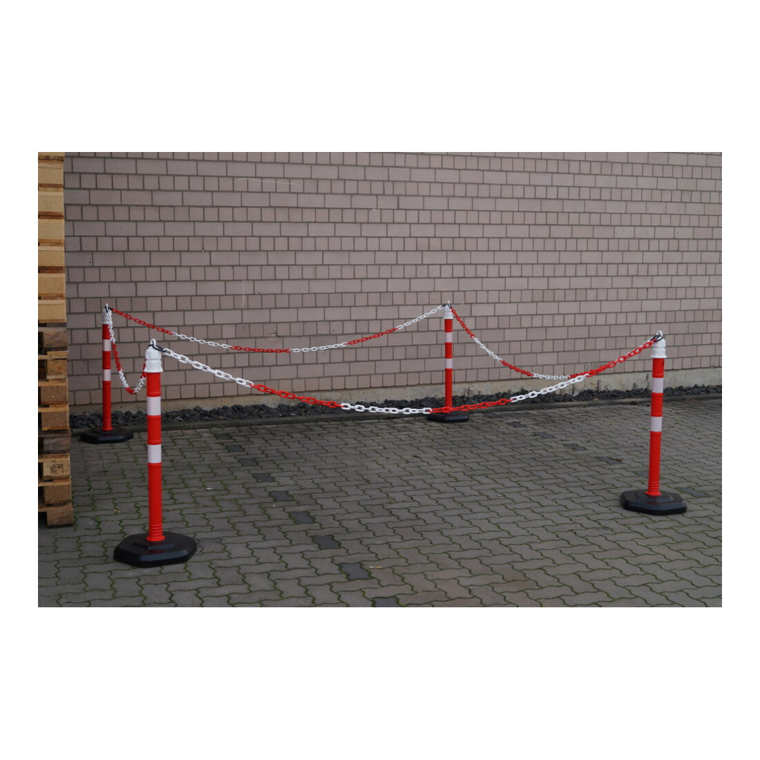 TEMKA Kettenpfosten - Set, r/w 6 Pfosten + 5x3m Kette