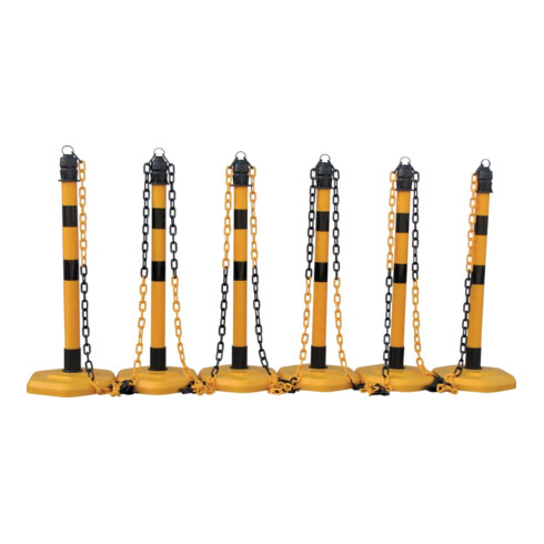 TEMKA Poteaux de chaîne - Set, g/s 6 poteaux + chaîne 5x3m