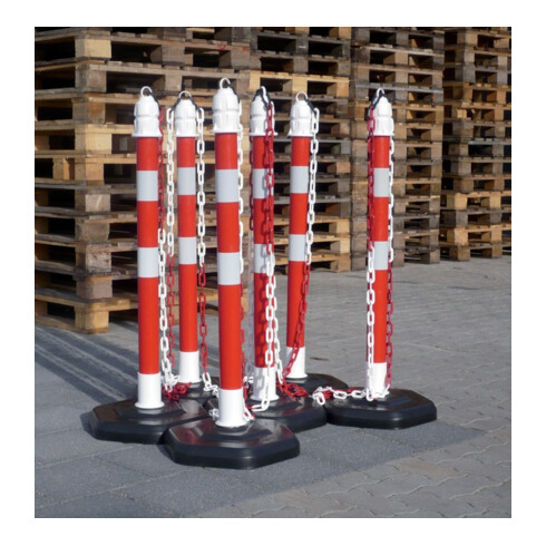 TEMKA Poteaux de chaîne - Set, r/b 6 poteaux + chaîne 5x3m