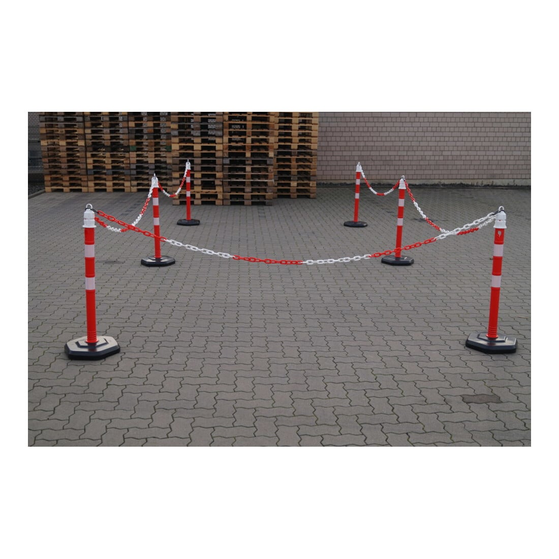 TEMKA Poteaux de chaîne - Set, r/b 6 poteaux + chaîne 5x3m