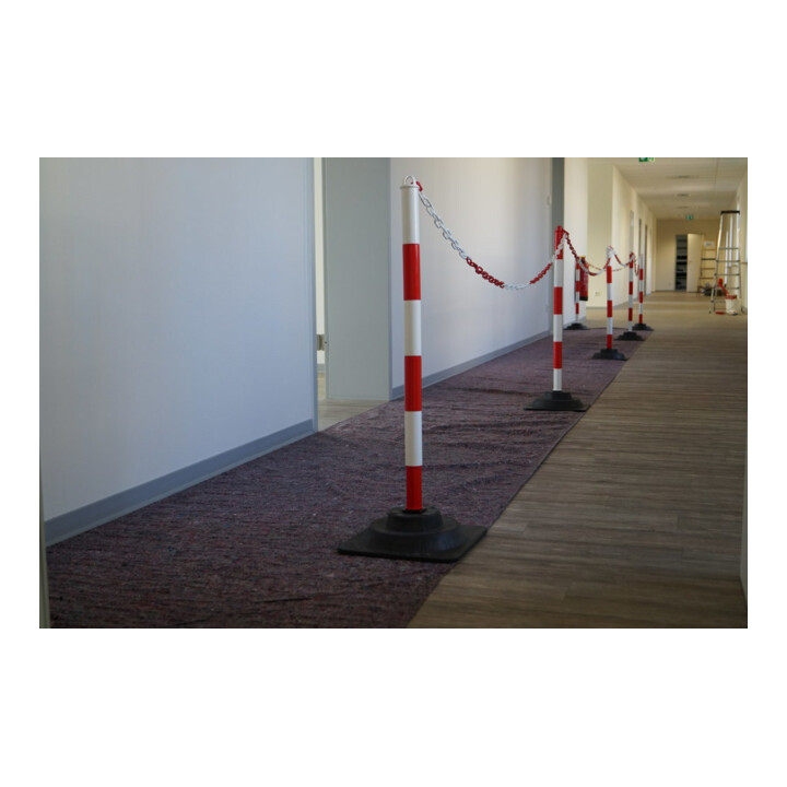 TEMKA Set de poteaux chaîne EcoMax avec chaîne de 10 m 3x rouge/blanc, 3x blanc/rouge, 6x