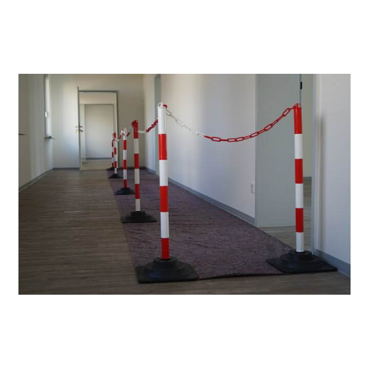 TEMKA Set de poteaux chaîne EcoMax avec chaîne de 10 m 3x rouge/blanc, 3x blanc/rouge, 6x
