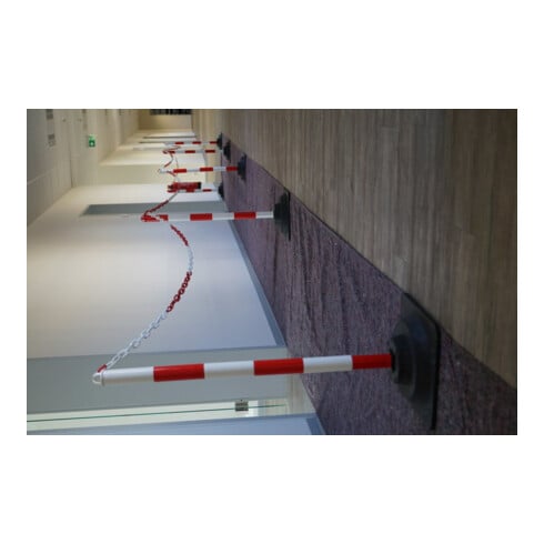 TEMKA Set de poteaux chaîne EcoMax avec chaîne de 10 m 3x rouge/blanc, 3x blanc/rouge, 6x