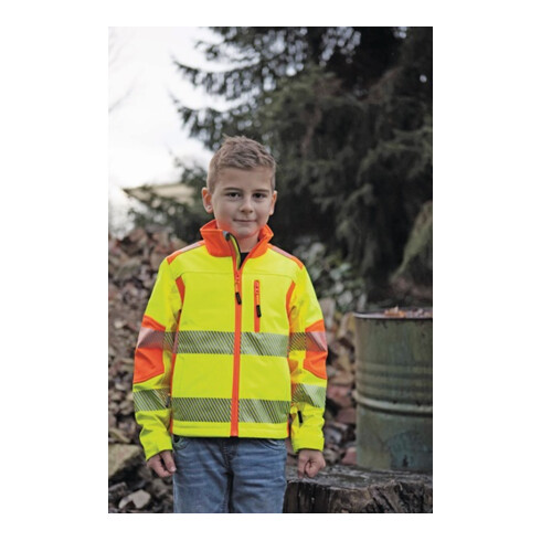Kinder-Warnschutzsoftshelljacke Gr.140 gelb/orange 100%PES TERRAX 