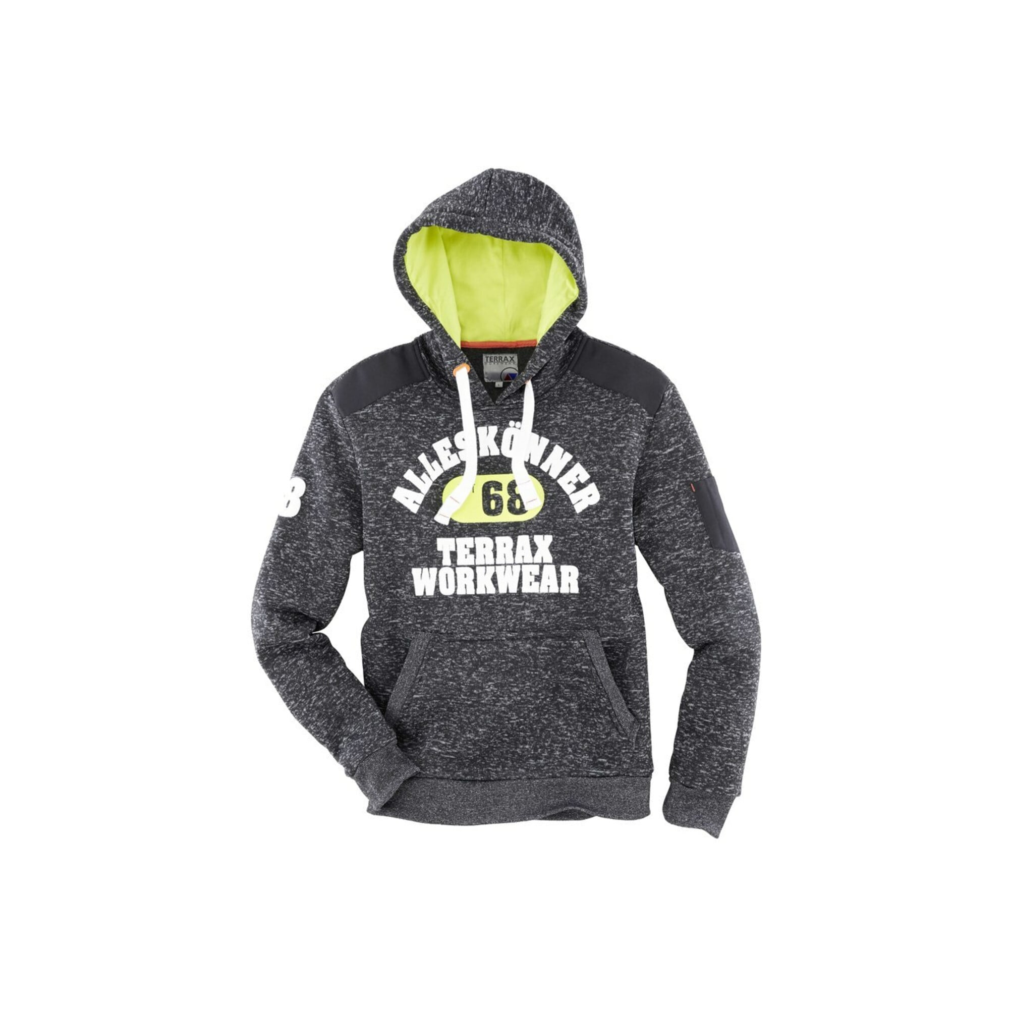 TERRAX Workwear Strickfleecehoody Gr. S schwarz melange/lime